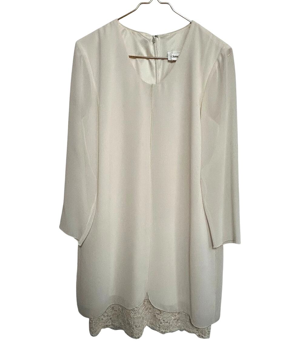 Neiman Marcus Cattiva Vintage Off White Lace Hem Dress Size 12 Retro Classic